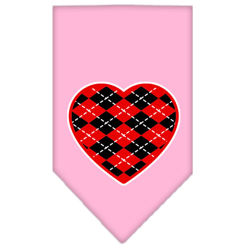 Argyle Heart Red Screen Print Bandana Light Pink Large